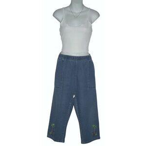 K.T. Sport Bermuda Shorts Denim Jean Embriodered Zebra Kitsch Safari Artsy alt L